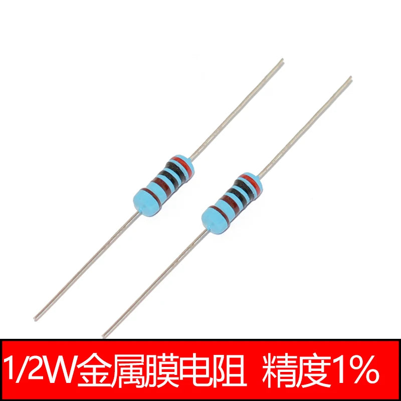 50 Resistencias de Película Metálica 1/2W 1Ω a 100KΩ ±1% — 0.5W Anillo de Cinco Colores
