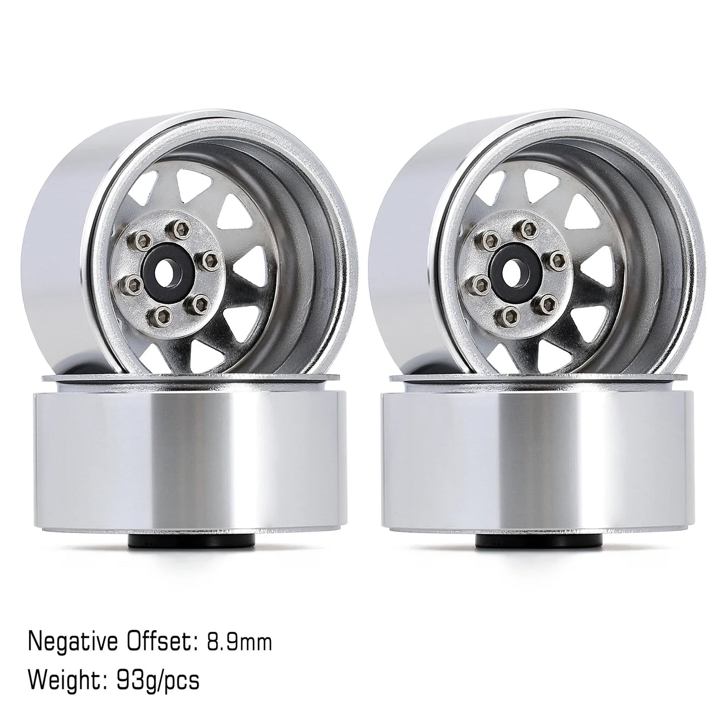 INJORA Rueda Beadlock 1.9" Metal Deep Dish – Offset Negativo 8.9mm para RC Crawler TRX4 y Axial SCX10