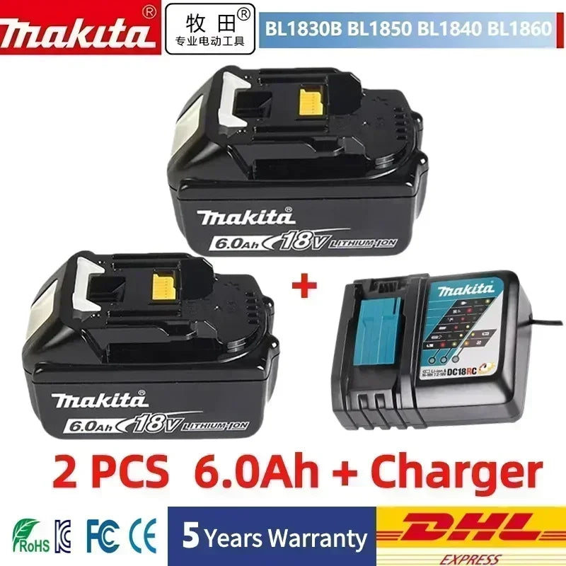 Batería Makita 18V 6Ah Original con Indicador LED – Batería de Litio Antigolpes para Herramientas Inalámbricas