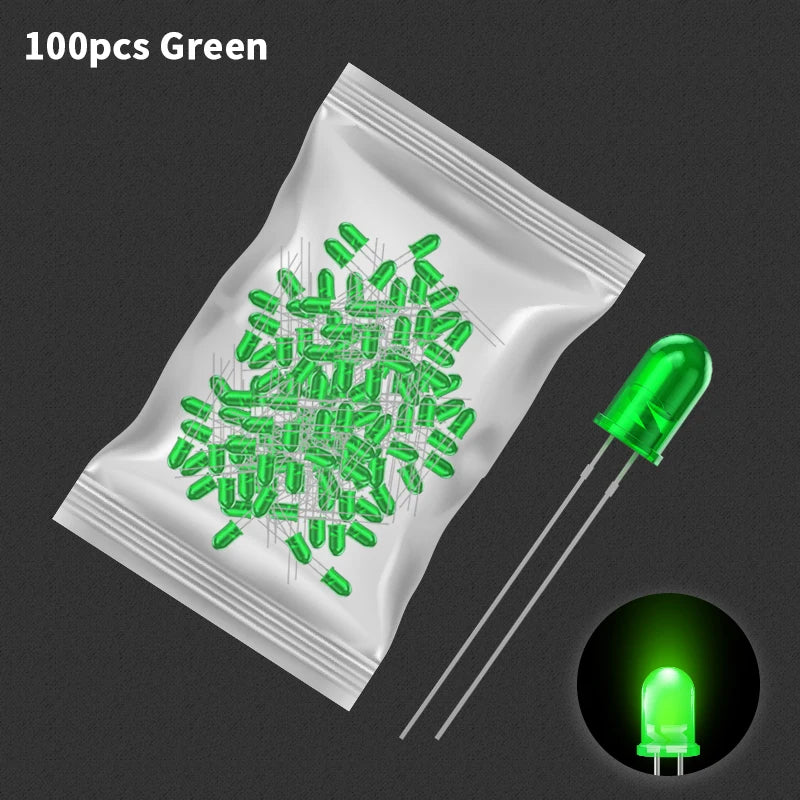 Kit de Diodos LED 5mm Multicolor – Luces Blanco, Rojo, Azul, Verde y Amarillo para Proyectos Electrónicos