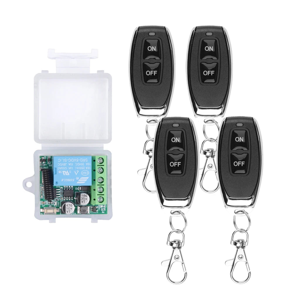 Control Remoto Inalámbrico RF 433MHz 12V – Módulo Relé 1 Canal para Smart Home y Puertas