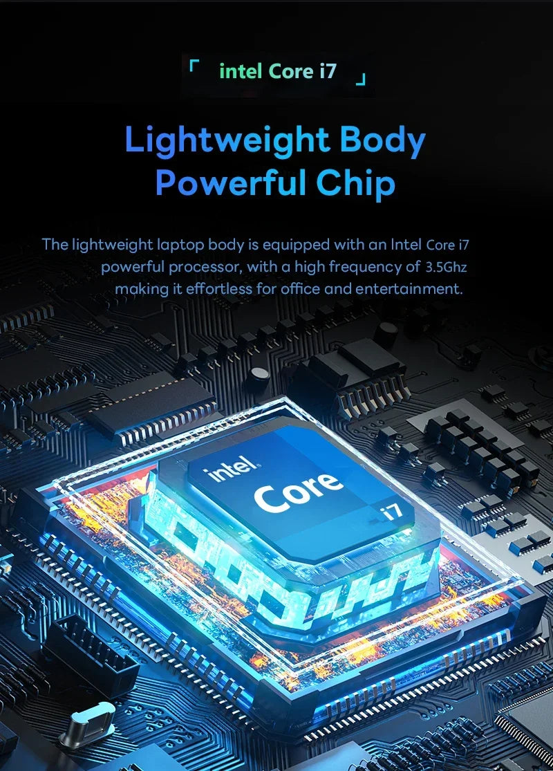 Laptop 14.1" Intel Core i7 7500U 12GB DDR4 512GB/1TB SSD Windows 11 – Oficina y Gaming