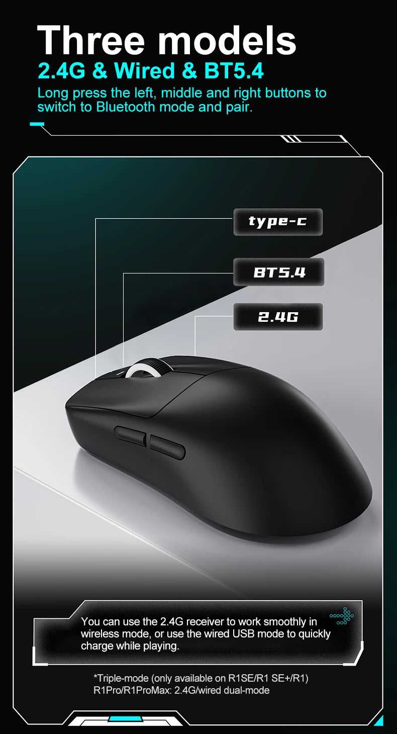 Ratón Gaming ATK VXE R1 Pro MAX — Bluetooth y 2.4G Inalámbrico