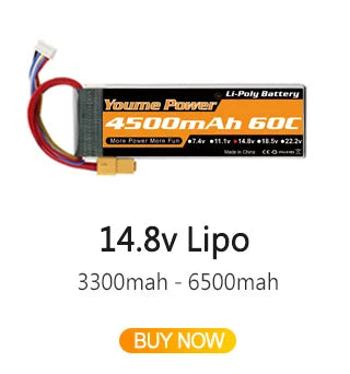 Batería Youme LiPo 2S–6S 7.4V–22.2V 3300–6500mAh XT60 T Plug Hardcase para RC, Drones y Coches
