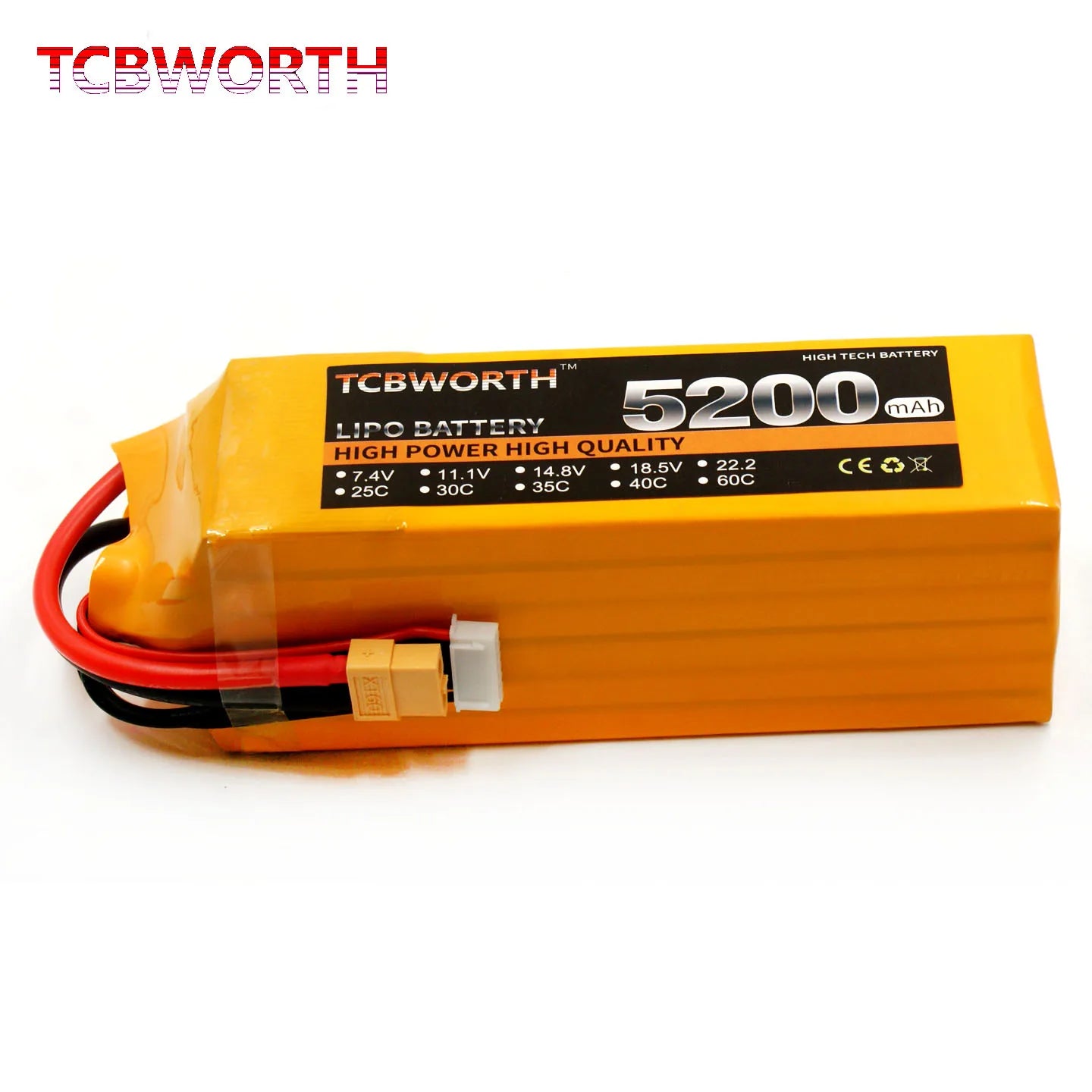 Batería Lipo TCBWORTH RC 2S/3S/4S/6S – 11.1V a 22.2V XT60/T/Deans Plug