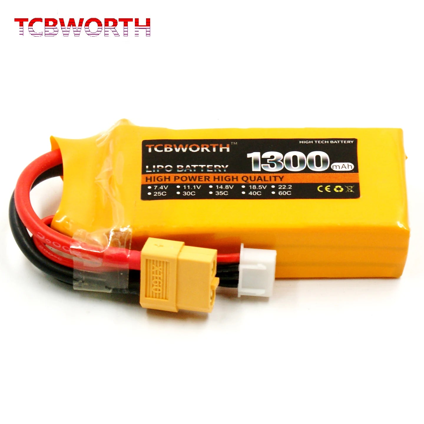 Batería Lipo TCBWORTH RC 2S/3S/4S/6S – 11.1V a 22.2V XT60/T/Deans Plug