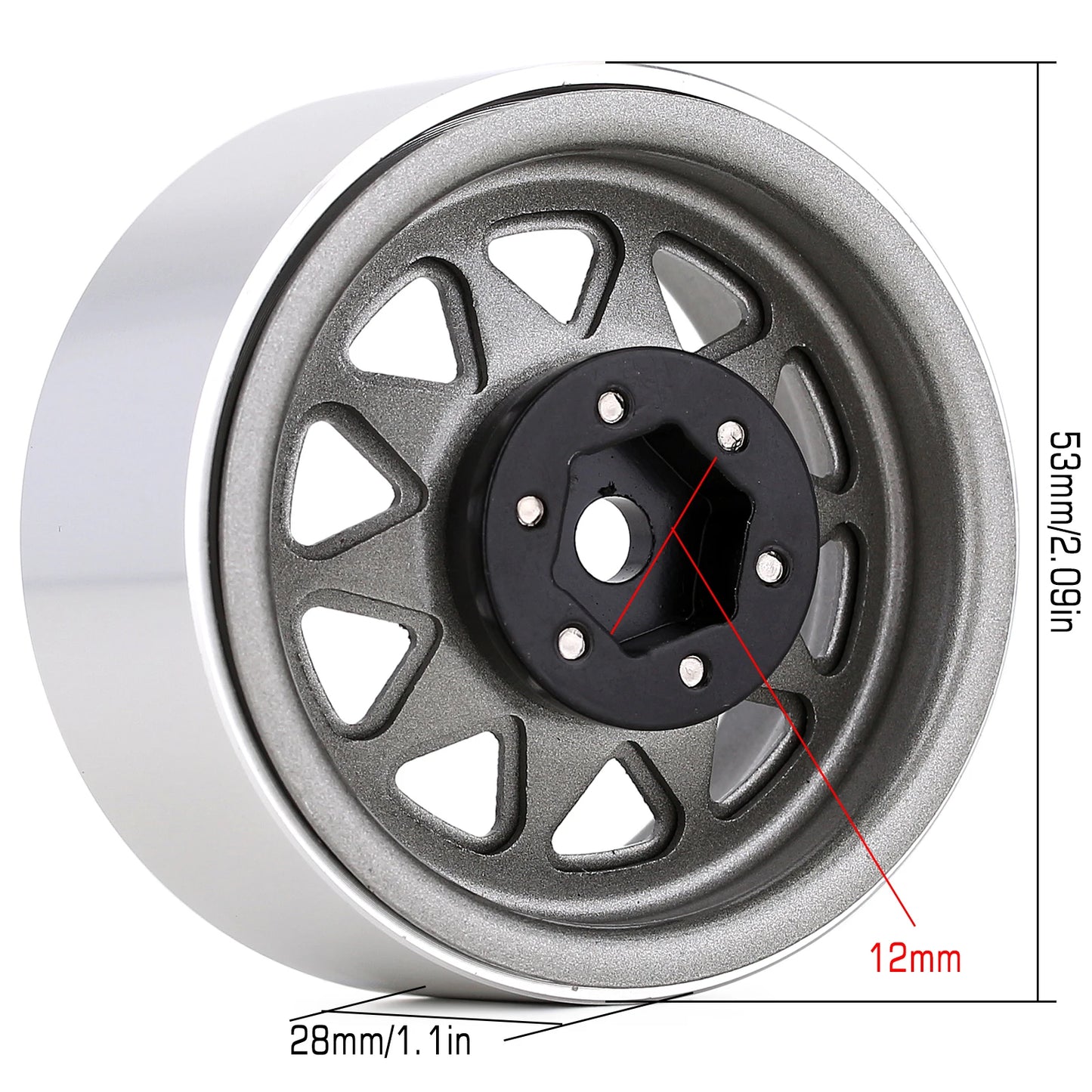 INJORA Rueda Beadlock 1.9" Metal Deep Dish – Offset Negativo 8.9mm para RC Crawler TRX4 y Axial SCX10