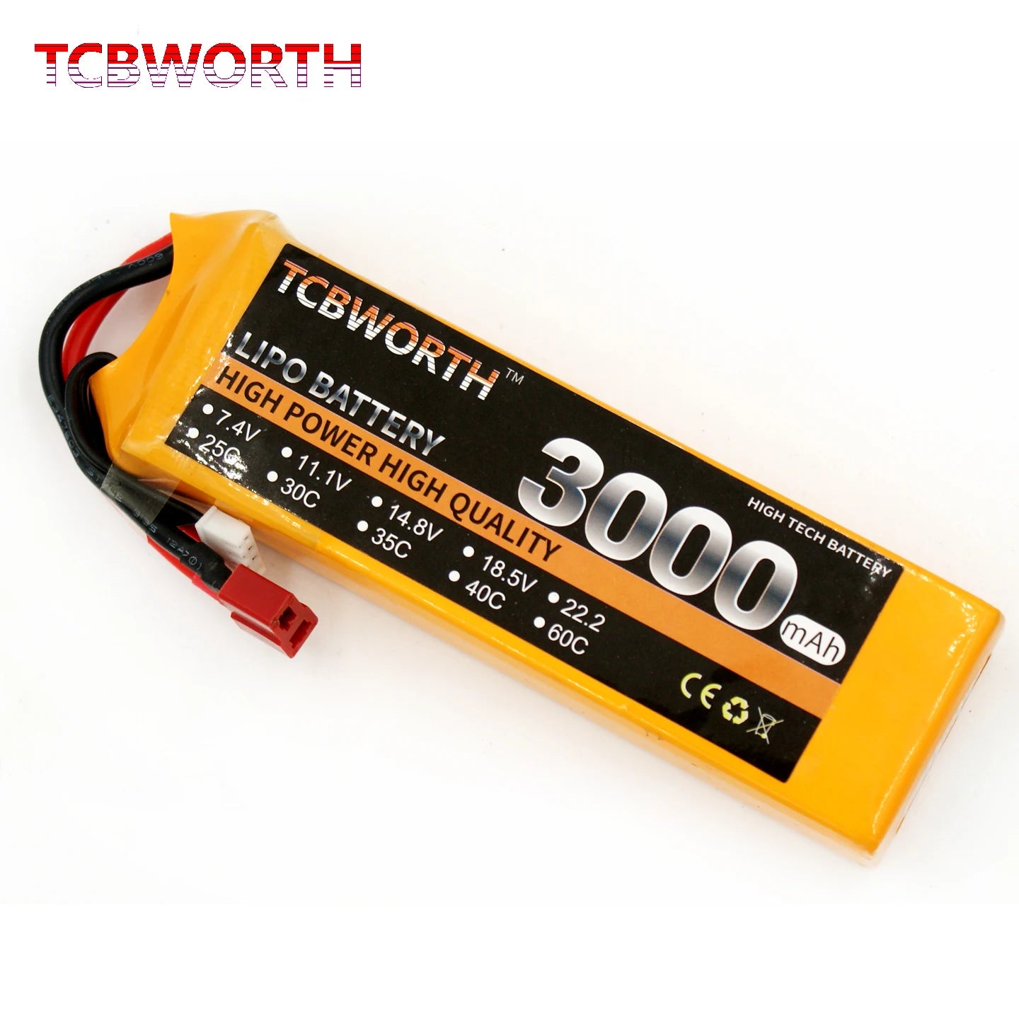Batería Lipo TCBWORTH RC 2S/3S/4S/6S – 11.1V a 22.2V XT60/T/Deans Plug