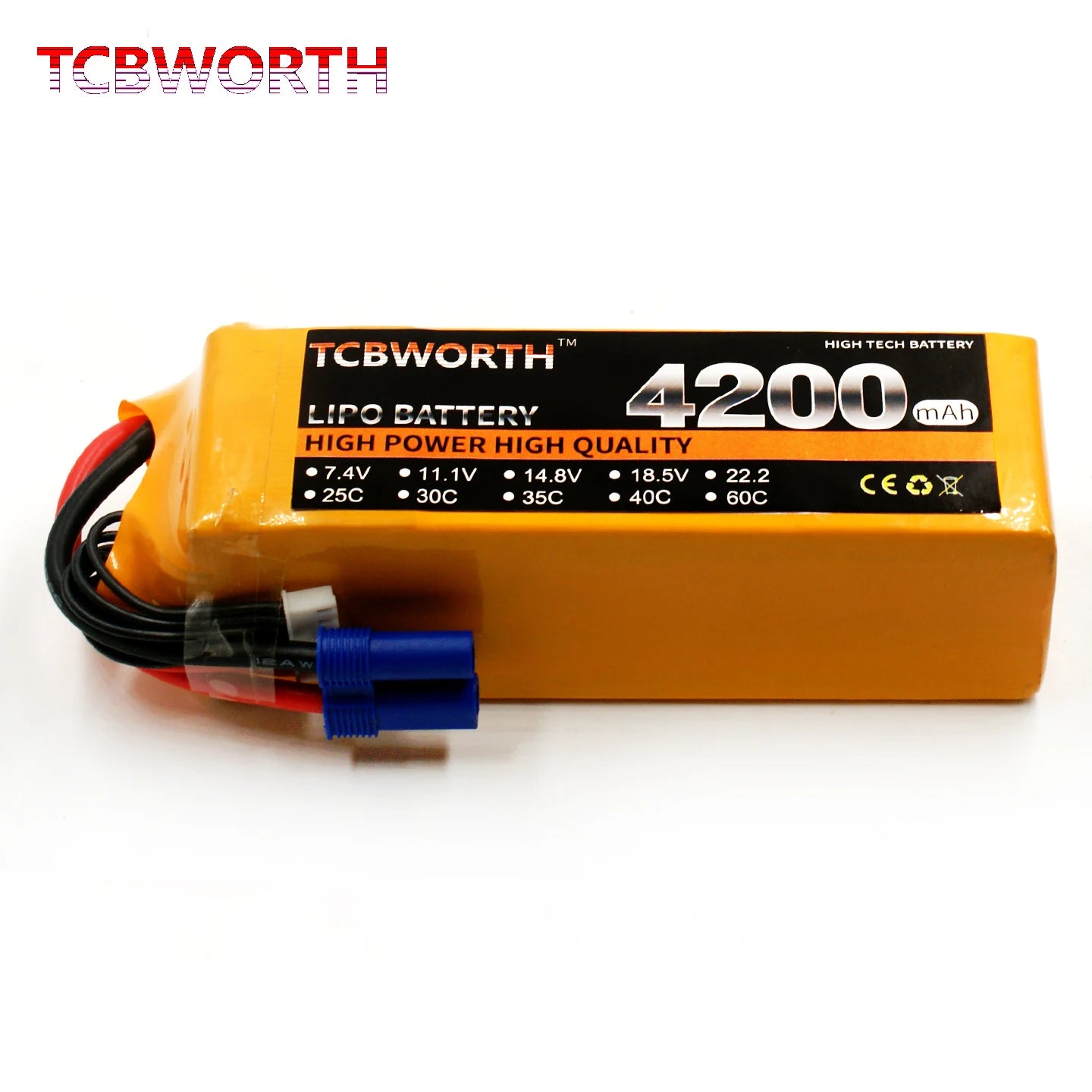Batería Lipo TCBWORTH RC 2S/3S/4S/6S – 11.1V a 22.2V XT60/T/Deans Plug