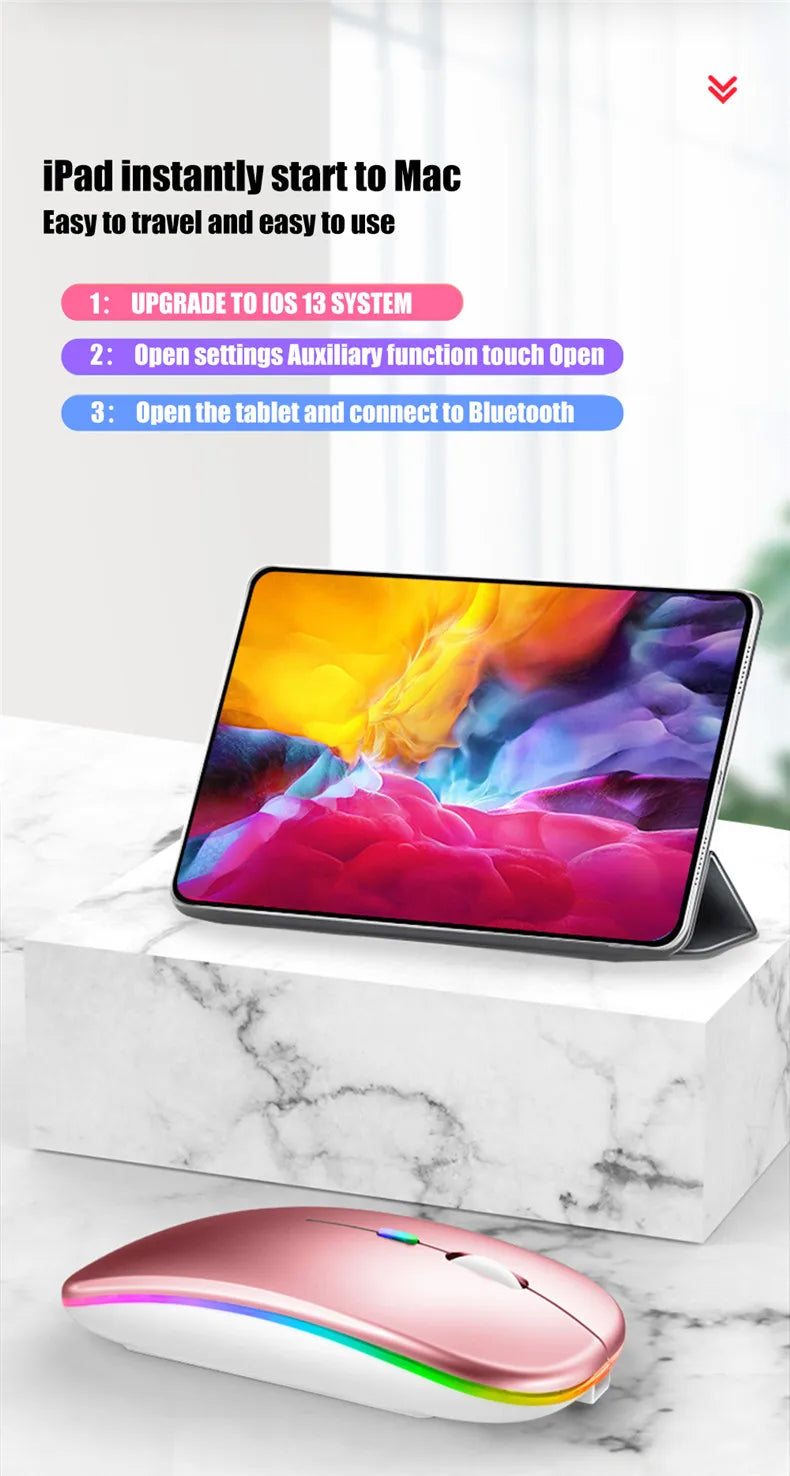 Ratón Inalámbrico Recargable Silencioso – LED Backlit Dual Mode 2.4GHz y Bluetooth