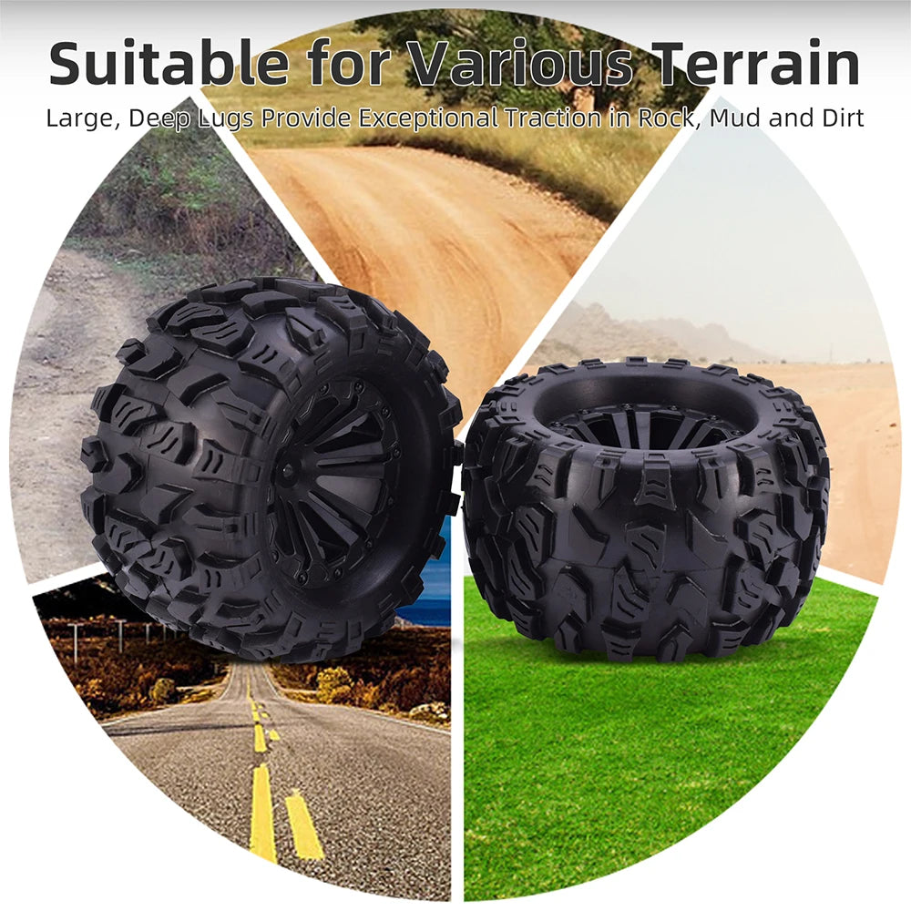 4PCS 12mm Hub 1/10 Tyre Wheel – 120mm / 125mm / 130mm Monster Truck / Buggy RC Car Crawler Compatible Traxxas SCX10