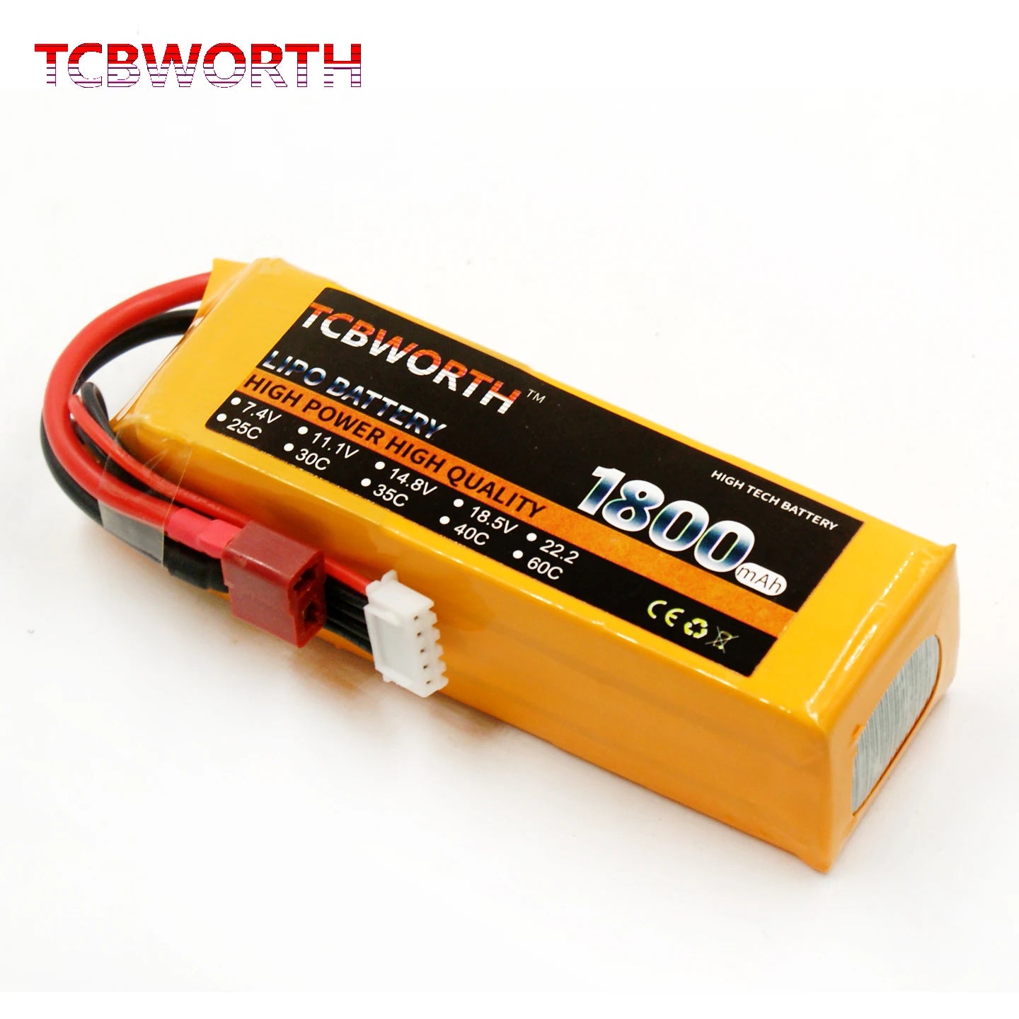 Batería Lipo TCBWORTH RC 2S/3S/4S/6S – 11.1V a 22.2V XT60/T/Deans Plug