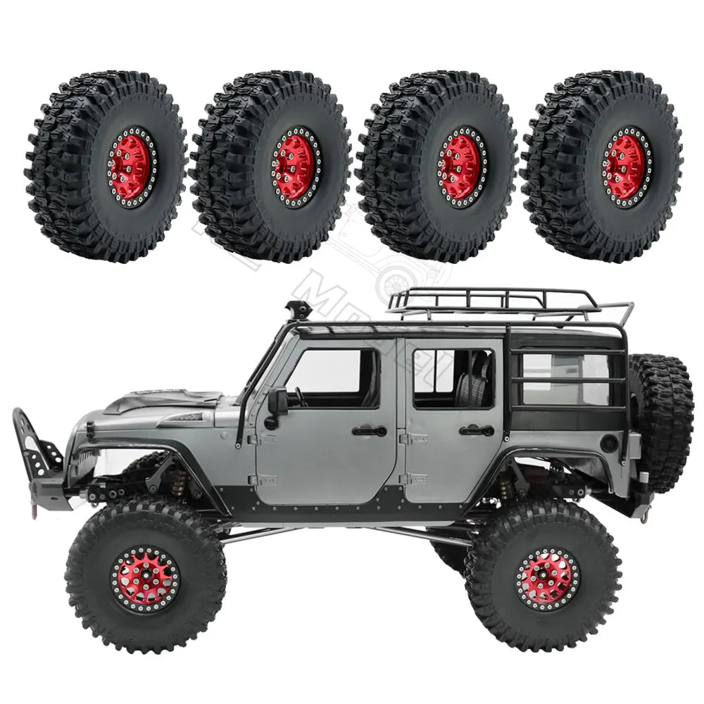 Set 4PCS Metal 1.9" Beadlock Wheel Rim Tires – RC Crawler 1/10 Axial SCX10 III, TRX-4, Redcat GEN 8