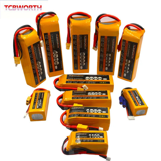 Batería Lipo TCBWORTH RC 2S/3S/4S/6S – 11.1V a 22.2V XT60/T/Deans Plug