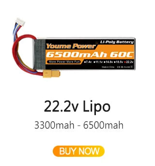 Batería Youme LiPo 2S–6S 7.4V–22.2V 3300–6500mAh XT60 T Plug Hardcase para RC, Drones y Coches