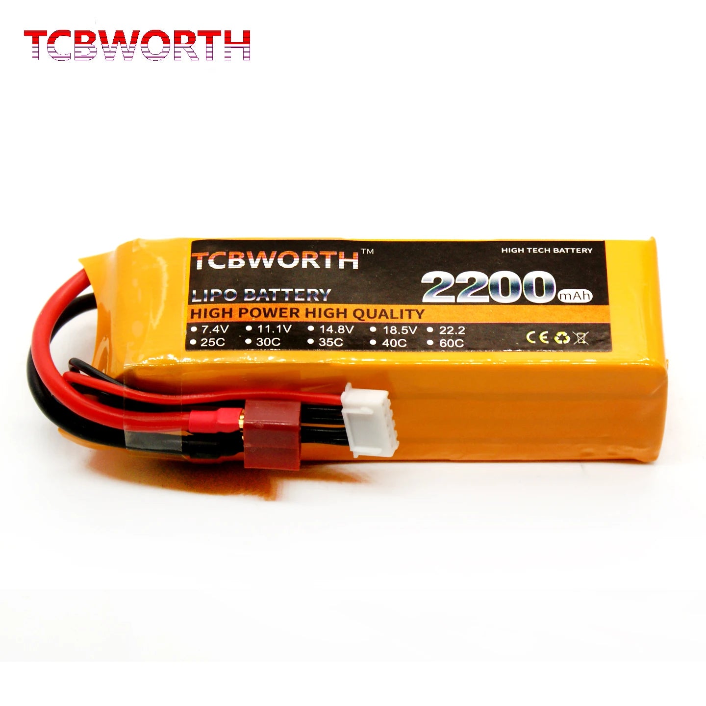 Batería Lipo TCBWORTH RC 2S/3S/4S/6S – 11.1V a 22.2V XT60/T/Deans Plug