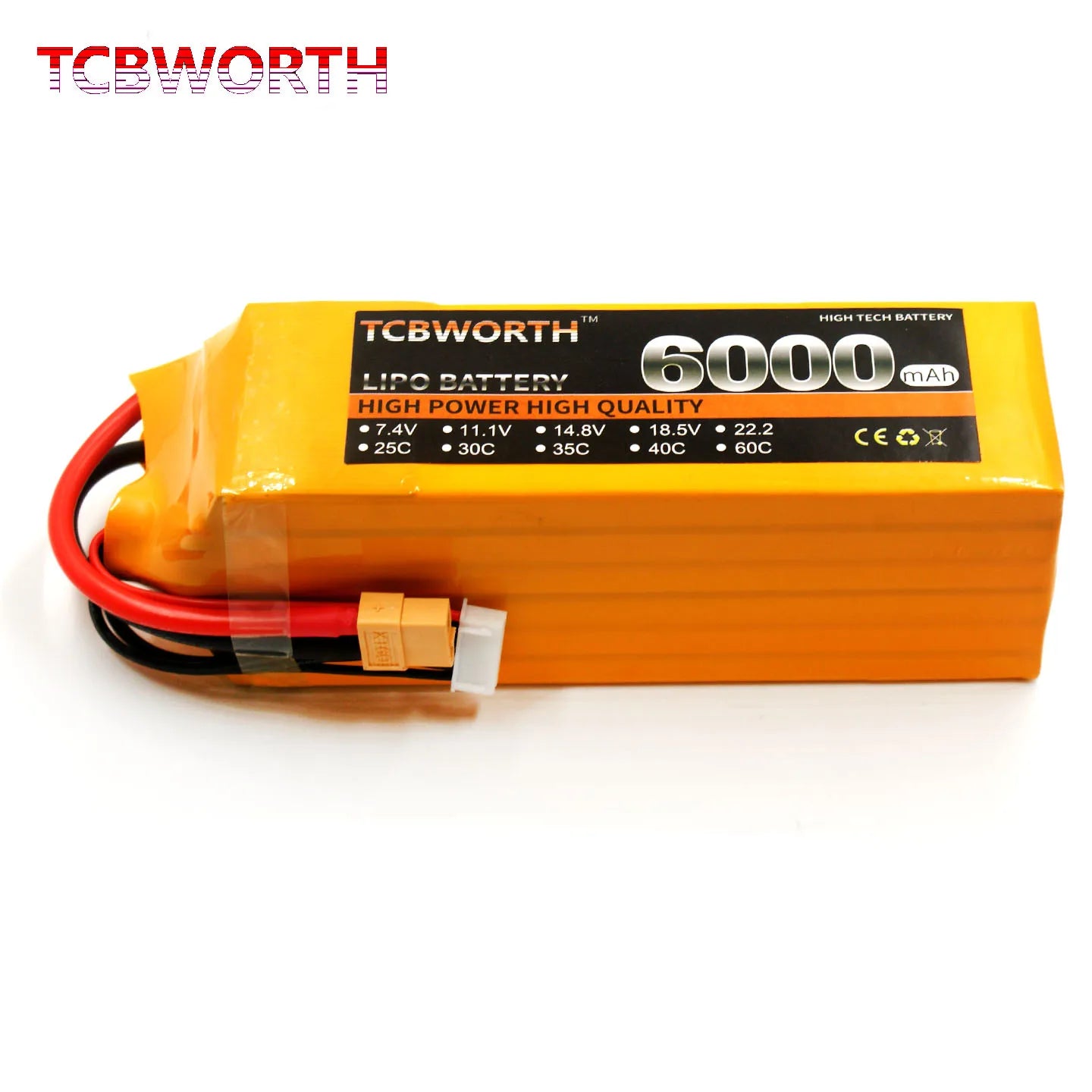 Batería Lipo TCBWORTH RC 2S/3S/4S/6S – 11.1V a 22.2V XT60/T/Deans Plug