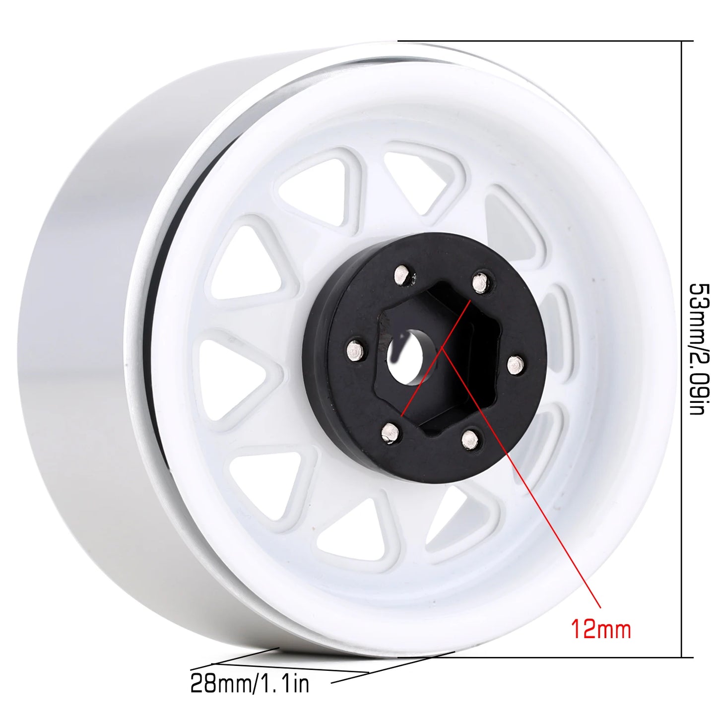 INJORA Rueda Beadlock 1.9" Metal Deep Dish – Offset Negativo 8.9mm para RC Crawler TRX4 y Axial SCX10