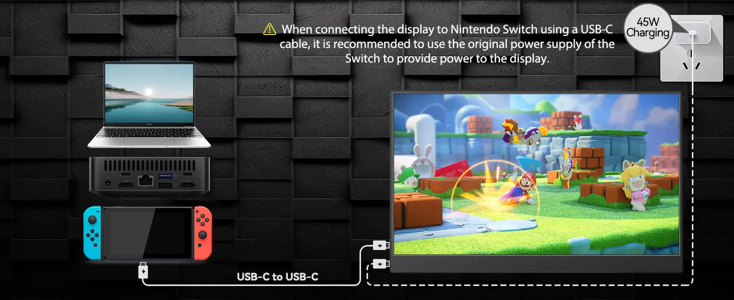 Bimawen 13.3" OLED Portable Monitor – FHD 1080P, 1ms, 10bit, 100% DCI-P3, Adaptive Sync, Game Mode