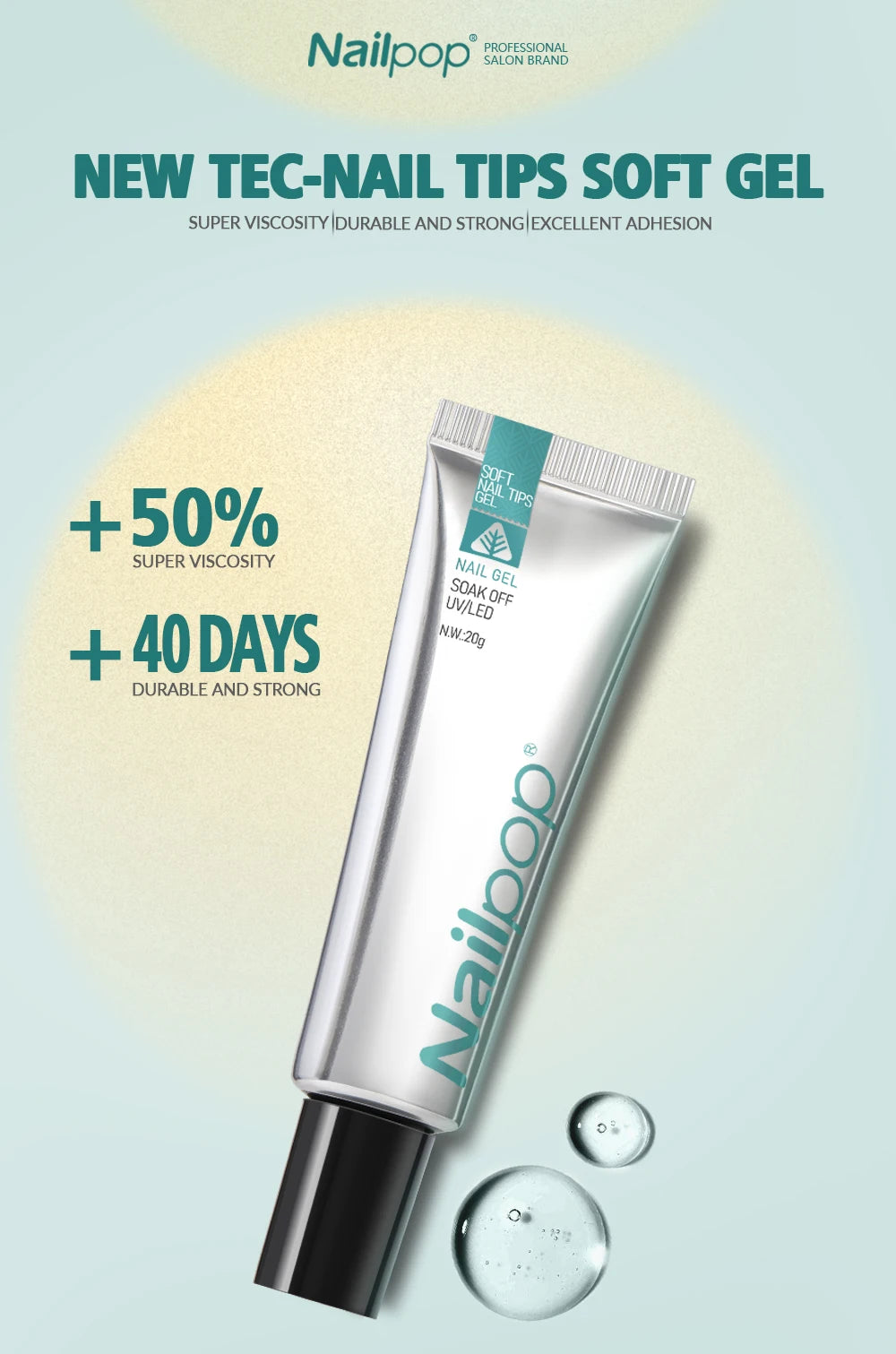 egamento Profesional Nailpop Pro Soft — Adhesivo Gel UV para Uñas Postizas