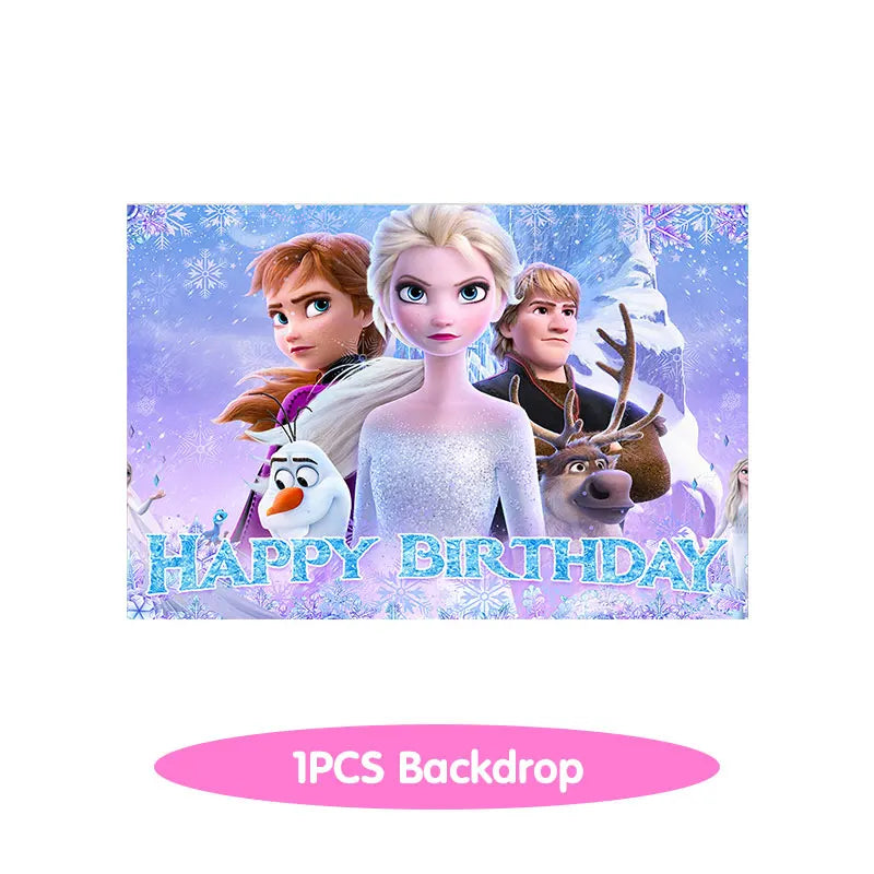 Decoración de Cumpleaños Disney Frozen – Mantel, Globos y Vajilla Azul para Fiesta Infantil