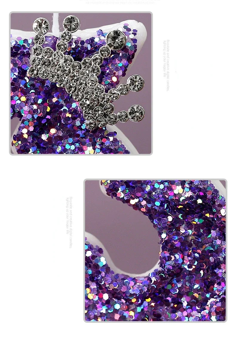 Velas Números Corona Morada – Decoración de Pastel para Cumpleaños y Fiesta