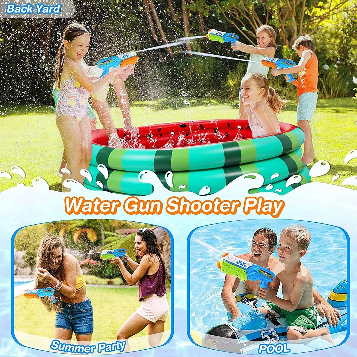 Pistolas de Agua 600CC – Juguete de Verano para Niños y Adultos