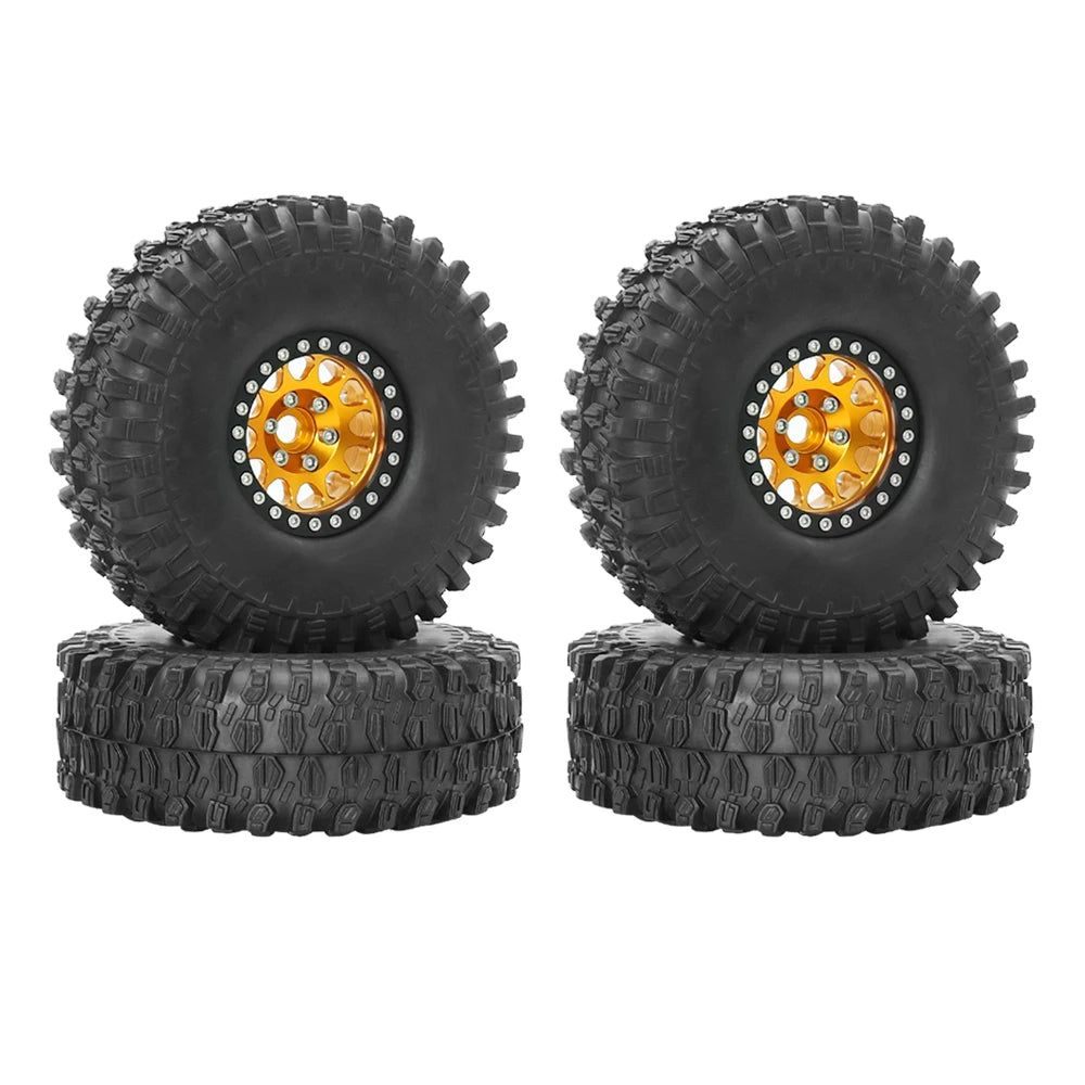 Set 4PCS Metal 1.9" Beadlock Wheel Rim Tires – RC Crawler 1/10 Axial SCX10 III, TRX-4, Redcat GEN 8