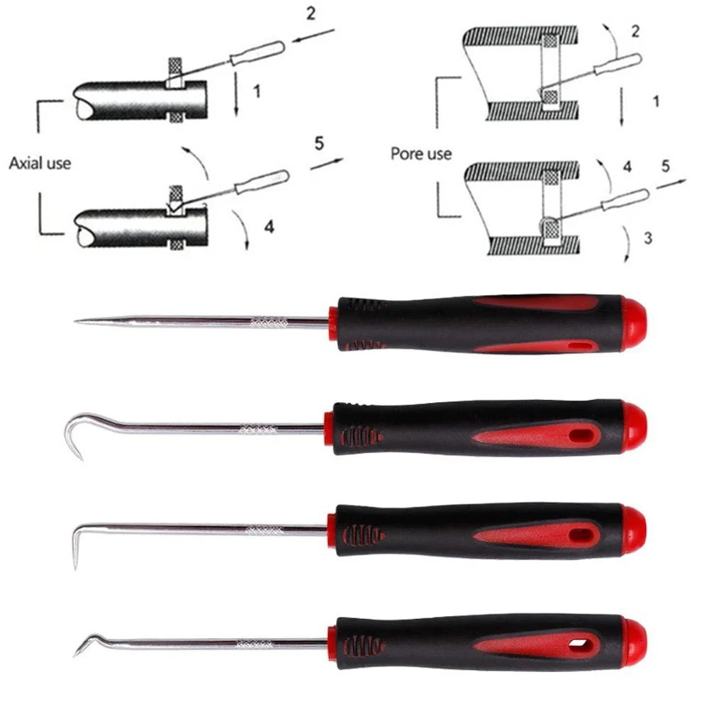 Juego de 4 Destornilladores y Ganchos para Sellos, Juntas y Retenes de Automóvil