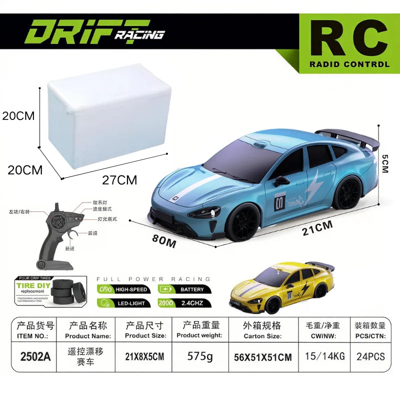 RC Drift GT3 RS 911 mi SU7 1:20 – Edición Limitada 2025, Coche de Alta Velocidad para Niños