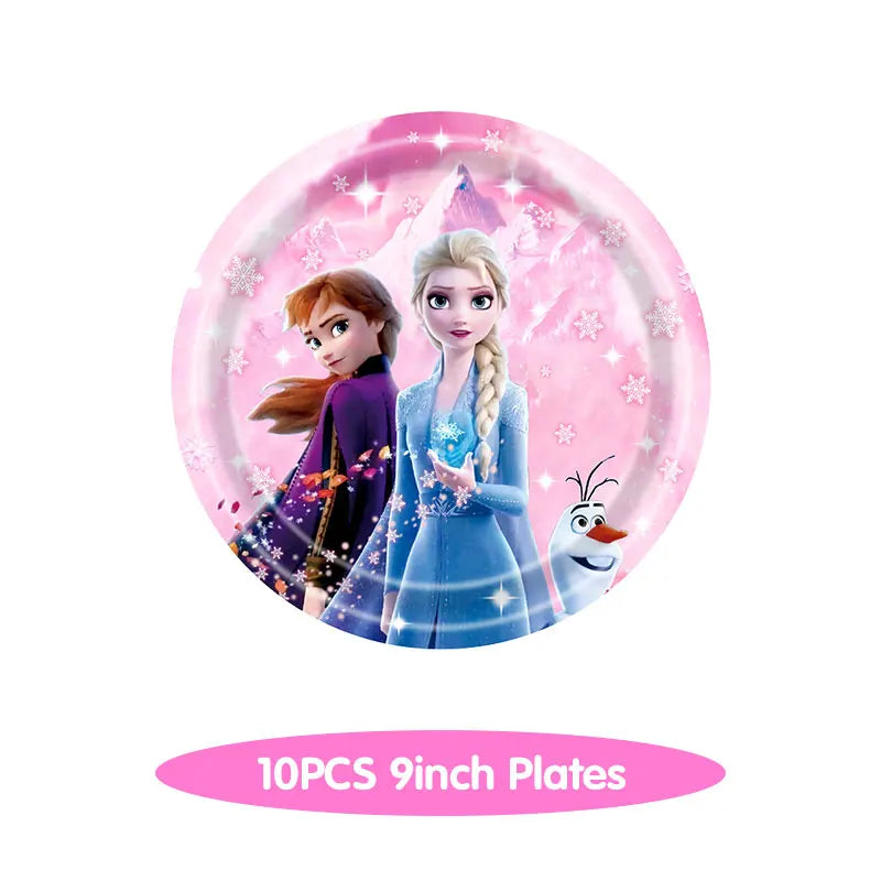 Decoración de Cumpleaños Disney Frozen – Mantel, Globos y Vajilla Azul para Fiesta Infantil