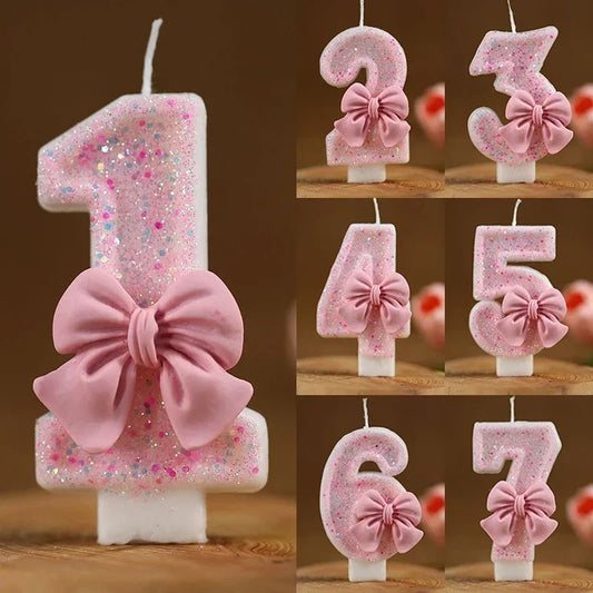 Velas 3D Números Rosadas – Decoración de Pastel para Cumpleaños