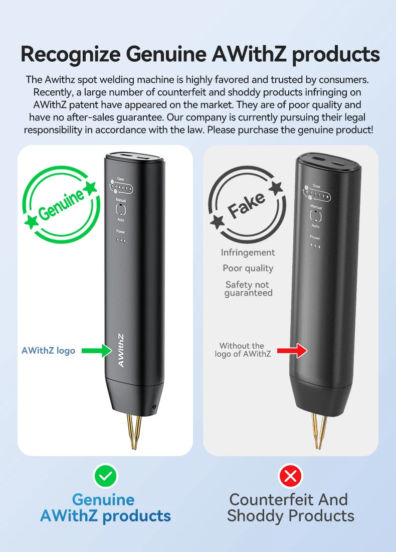 Soldador de Puntos Portátil AWithZ – 90 Niveles Ajustables para Baterías 18650