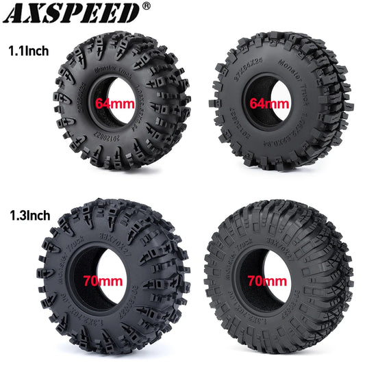 AXSPEED 4PCS Neumáticos de Goma 1.3"/1.1" – Mud Terrain para Micro Crawler 1/18 & 1/24