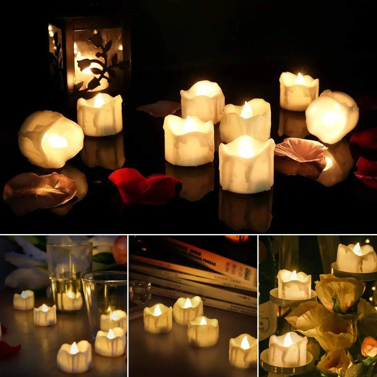 Velas LED a Pilas – Pack de 12, 24 o 48 Unidades con Luz Cálida y Parpadeo Natural