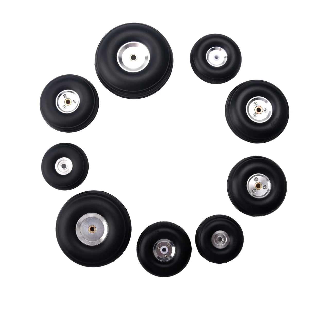 2PCS Ruedas de Avión RC con Núcleo de Aluminio – Neumáticos PU 1" a 5" para Modelos de Aeronaves RC