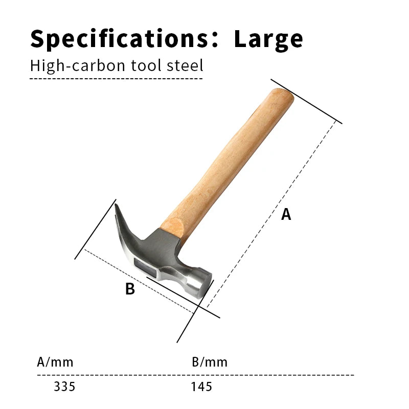Martillo Multifunción de Carpintería con Mango de Madera – Absorción de Impactos y Acero al Carbono de Alta Resistencia