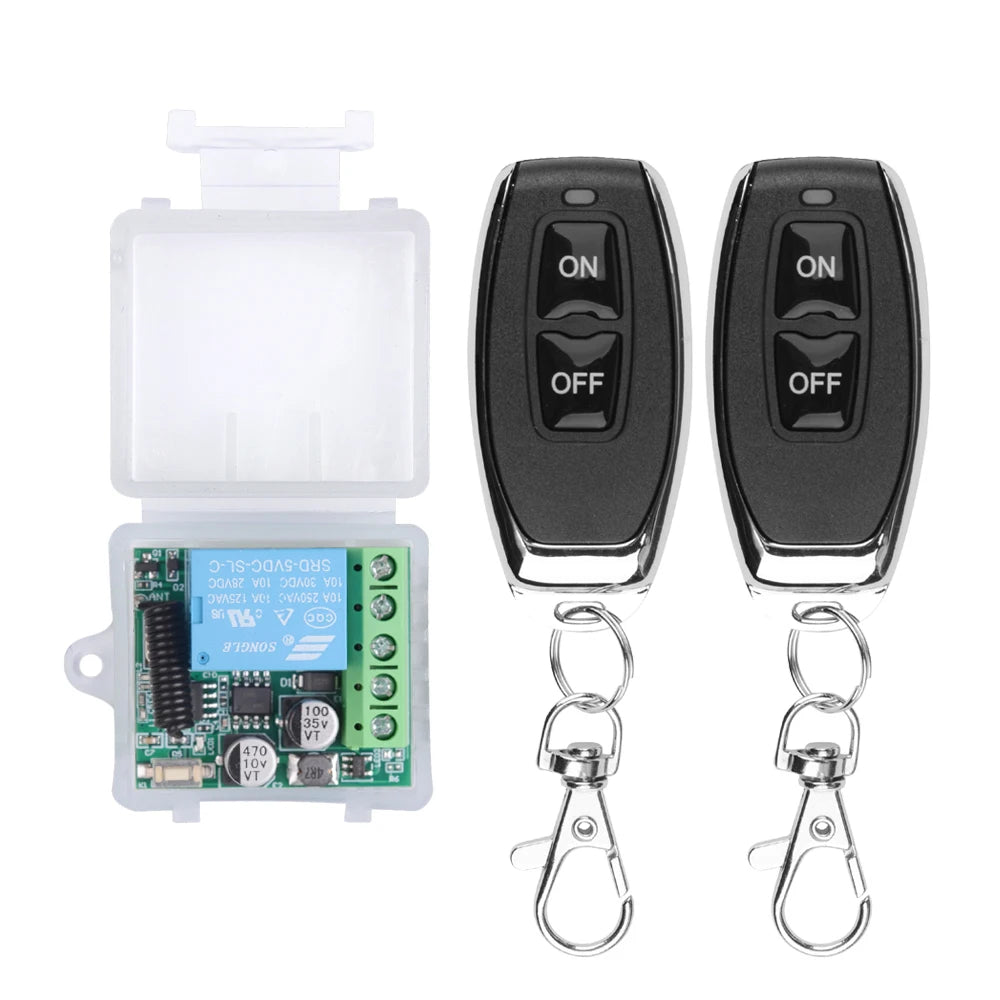 Control Remoto Inalámbrico RF 433MHz 12V – Módulo Relé 1 Canal para Smart Home y Puertas