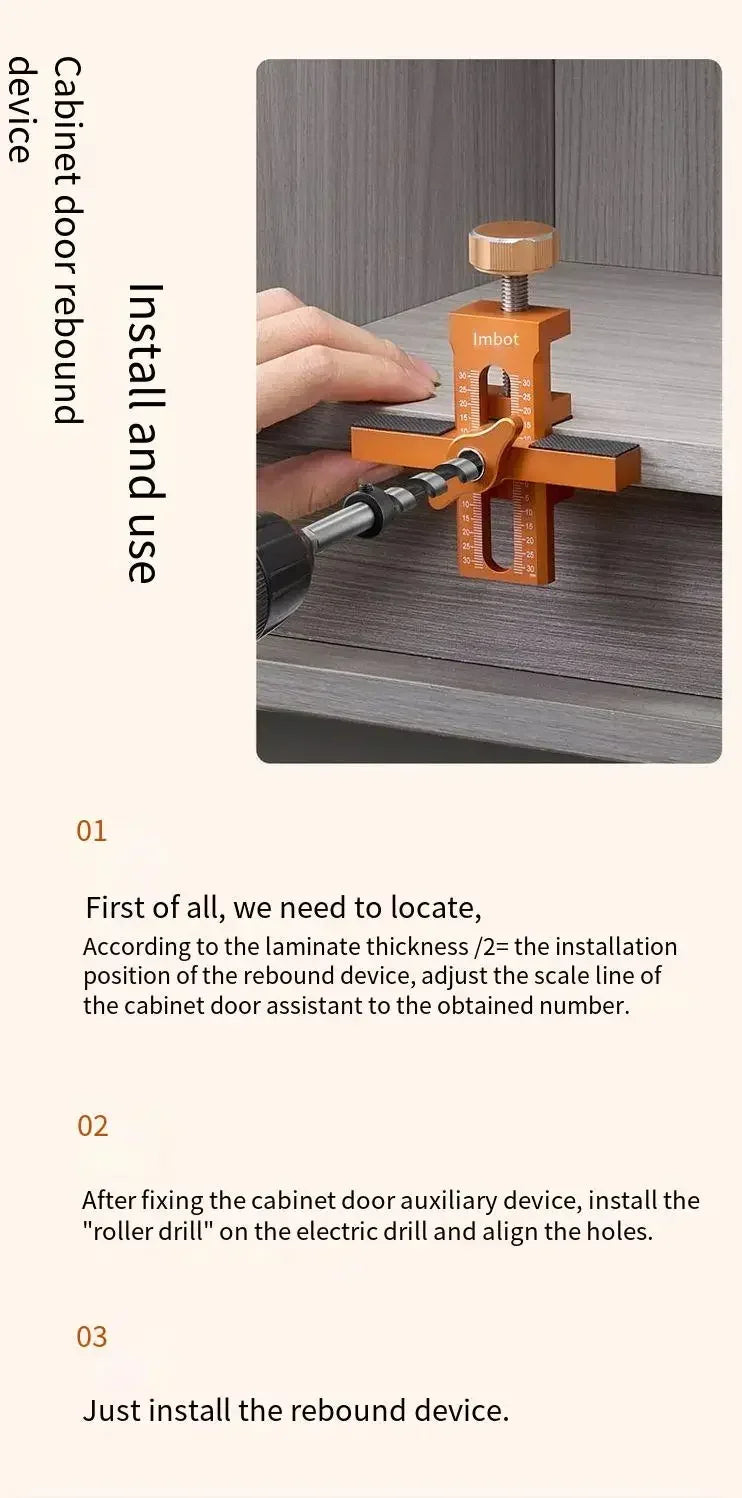 Herramienta de Posicionamiento Rápido 2 en 1 para Instalación de Puertas de Gabinete