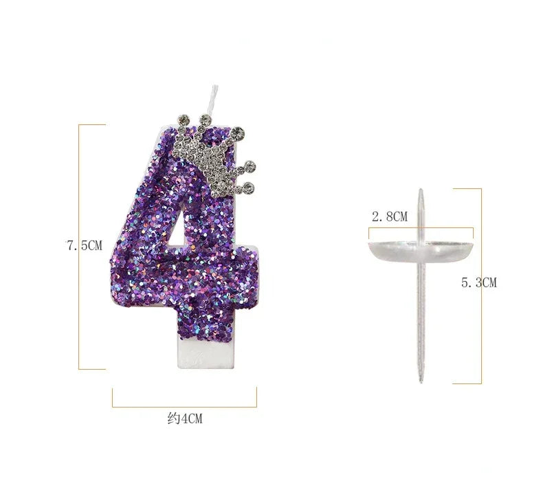 Velas Números Corona Morada – Decoración de Pastel para Cumpleaños y Fiesta