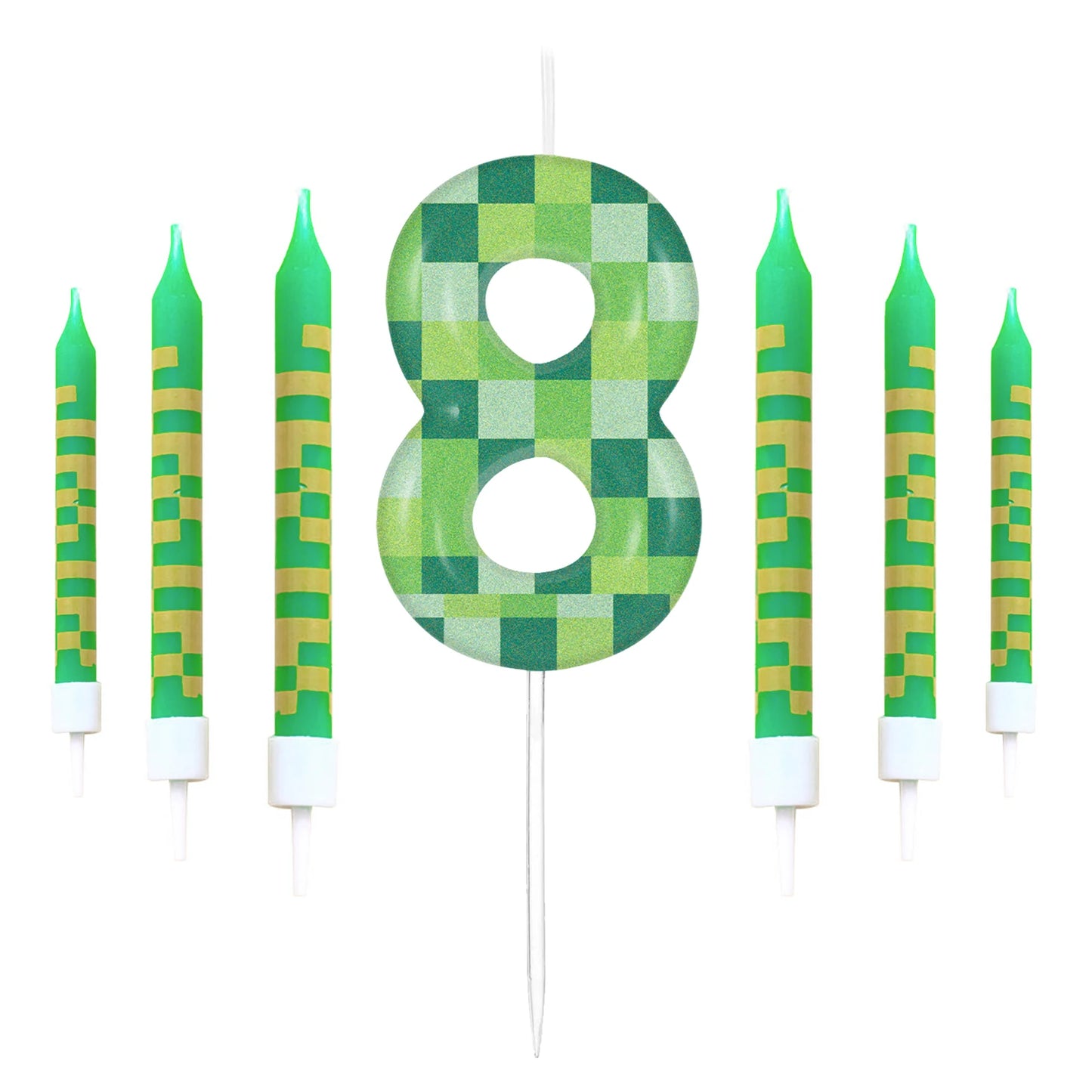 Velas Digitales Pixel Theme 0-9 – 7 Piezas para Cumpleaños y Fiesta