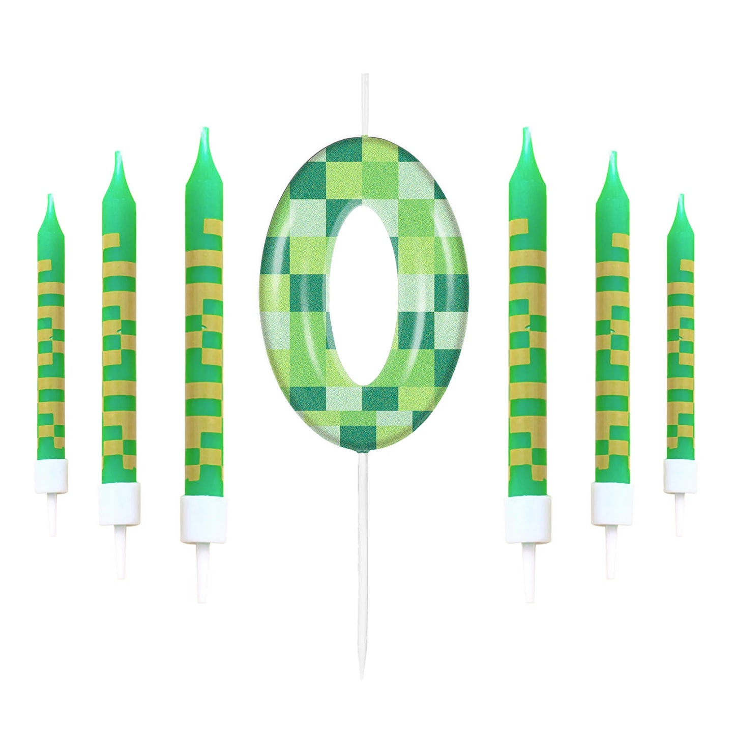 Velas Digitales Pixel Theme 0-9 – 7 Piezas para Cumpleaños y Fiesta