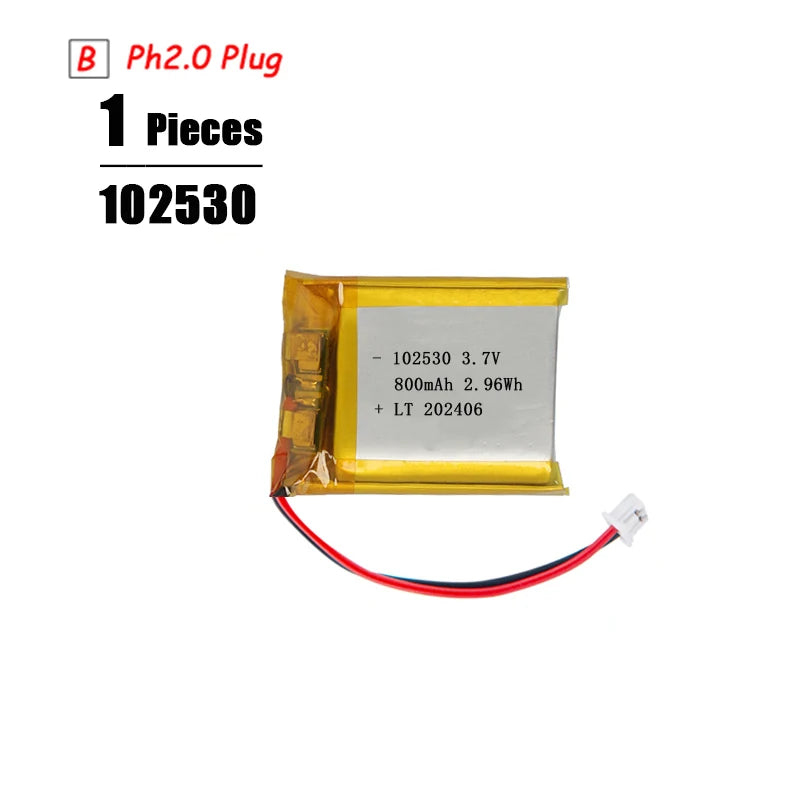 Batería LiPo 3.7V Recargable PH2.0 Plug – Compatible con PS4, GPS, Altavoces y MP3