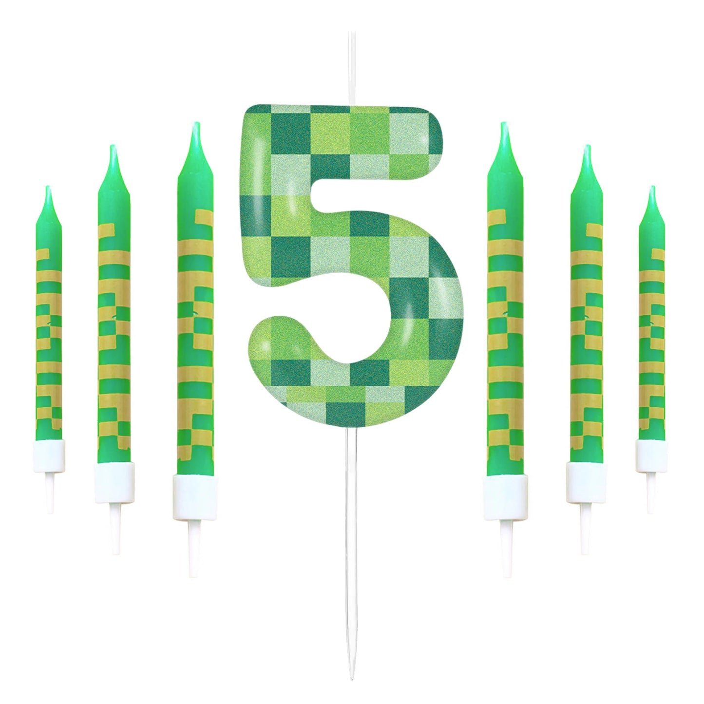 Velas Digitales Pixel Theme 0-9 – 7 Piezas para Cumpleaños y Fiesta