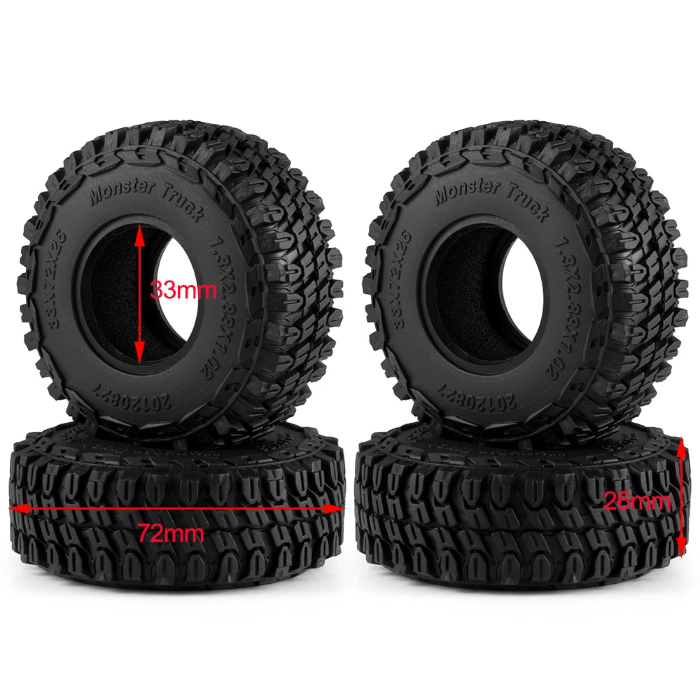 AXSPEED 4PCS Neumáticos de Goma 1.3"/1.1" – Mud Terrain para Micro Crawler 1/18 & 1/24