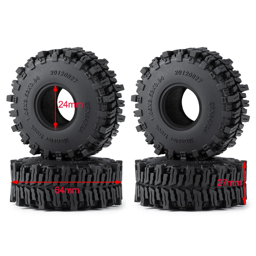 AXSPEED 4PCS Neumáticos de Goma 1.3"/1.1" – Mud Terrain para Micro Crawler 1/18 & 1/24