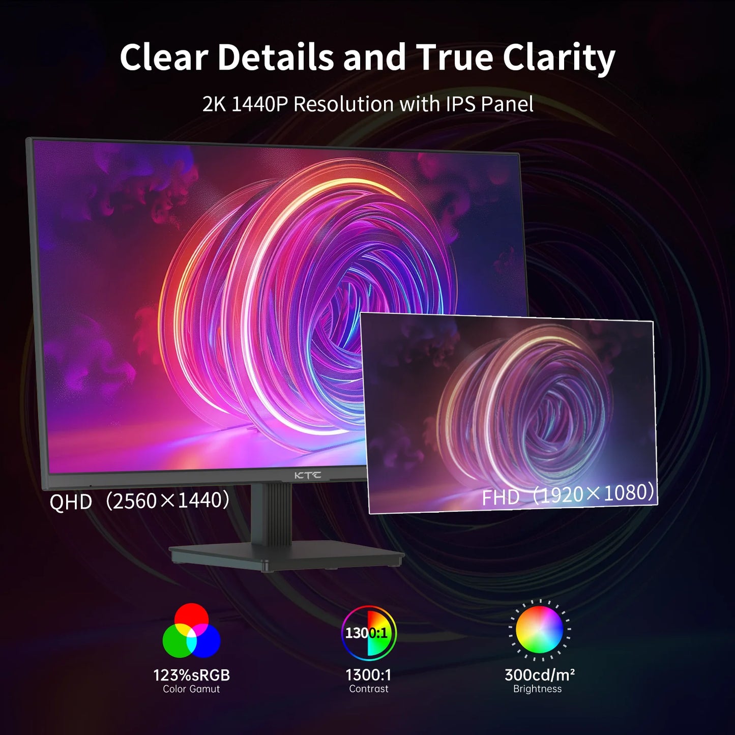 KTC H27T27 27" QHD 100Hz Gaming Monitor – 2560x1440, IPS Fast Panel, 1ms GTG, 99% sRGB, HDR10, FreeSync