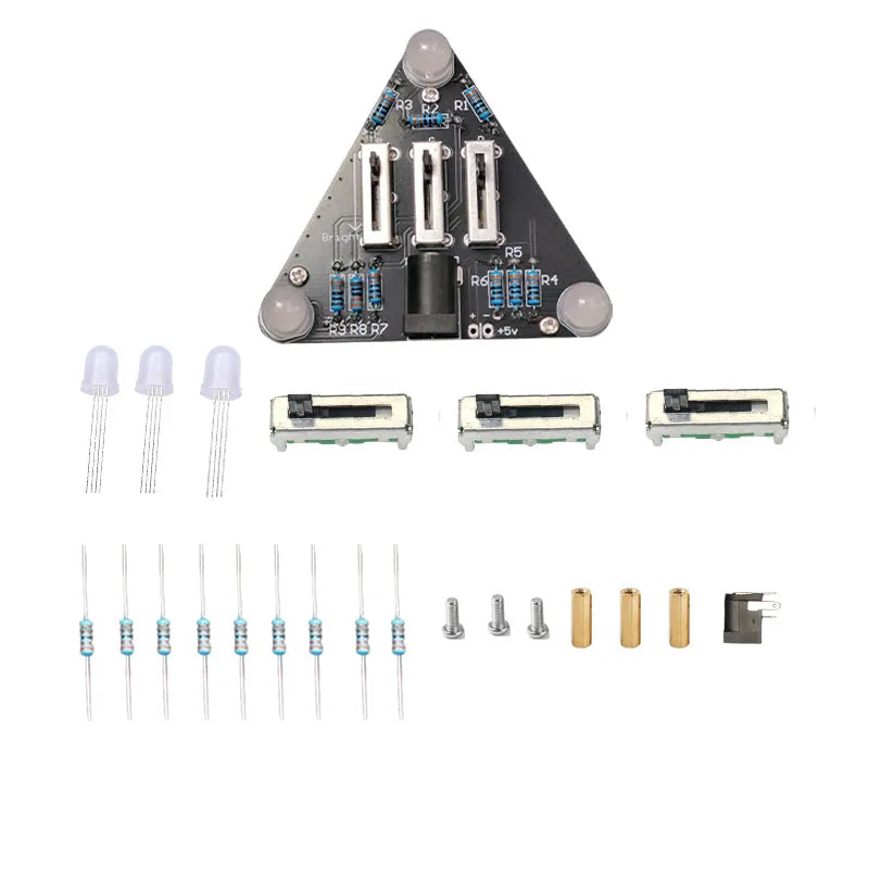 Kit Electrónico DIY F8 – Lámpara RGB con Ajuste de Color y Brillo por Resistor Deslizante