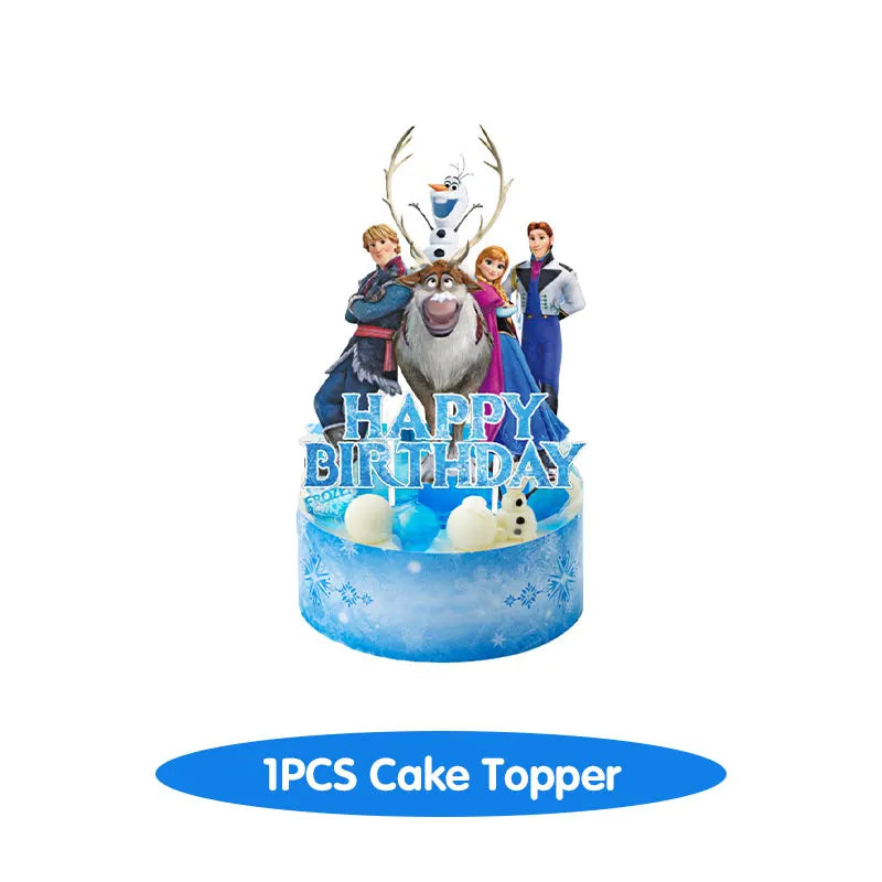 Decoración de Cumpleaños Disney Frozen – Mantel, Globos y Vajilla Azul para Fiesta Infantil