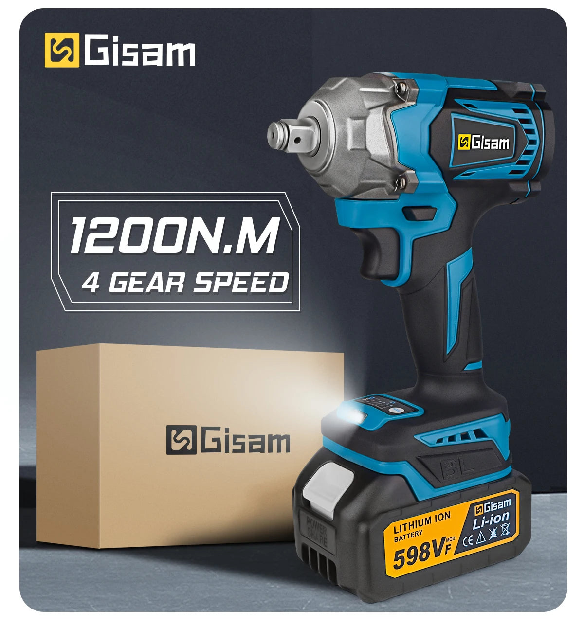 Llave de Impacto Inalámbrica Gisam 1200N.M – 1/2" Brushless